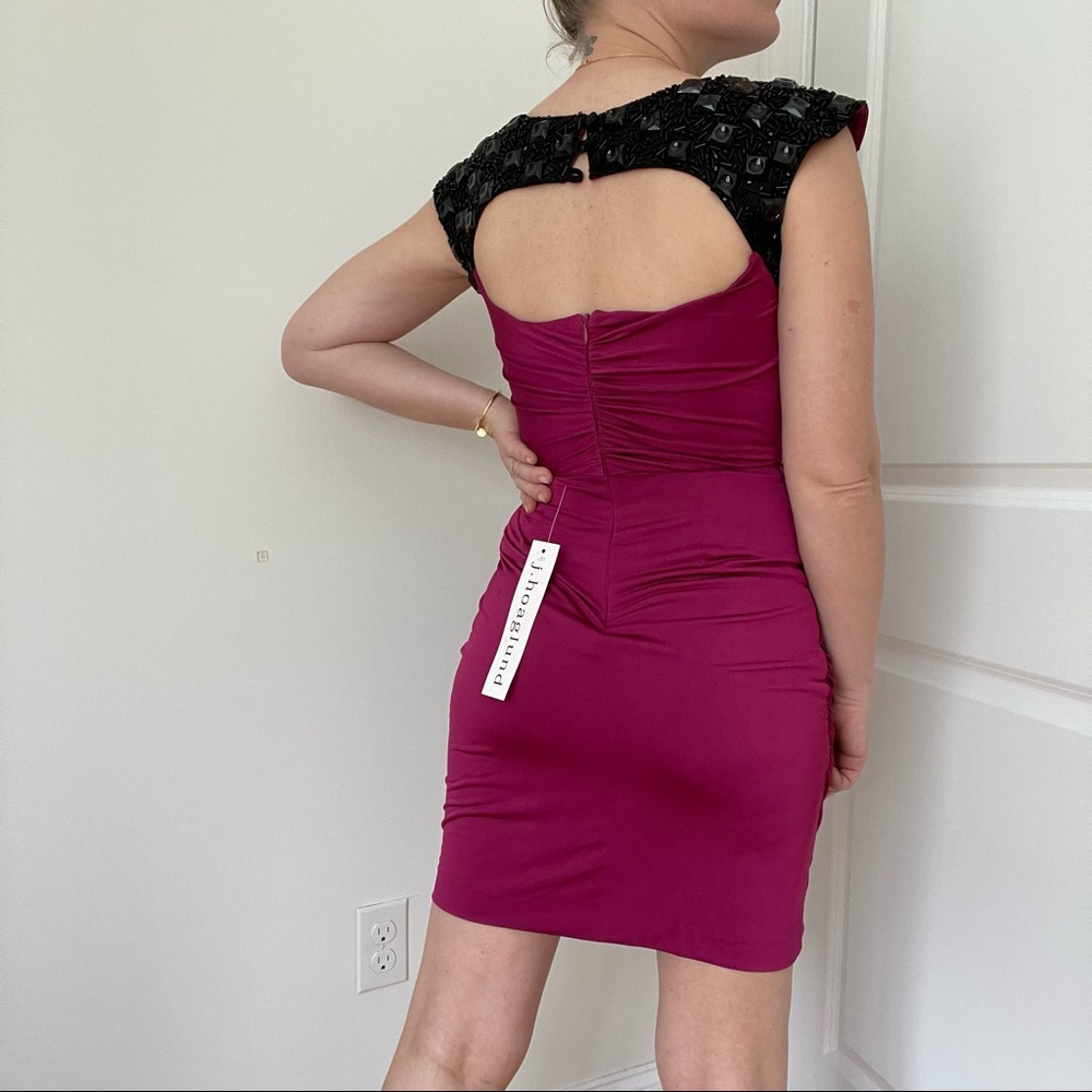 Designer Showroom Embellished Silk Jersey Draped Mini Dress - Picture 7 of 13